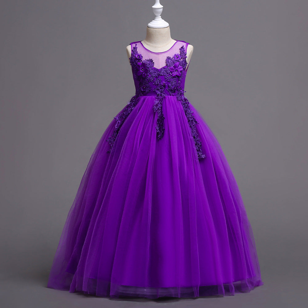 Long Tulle Flower Girl Dress