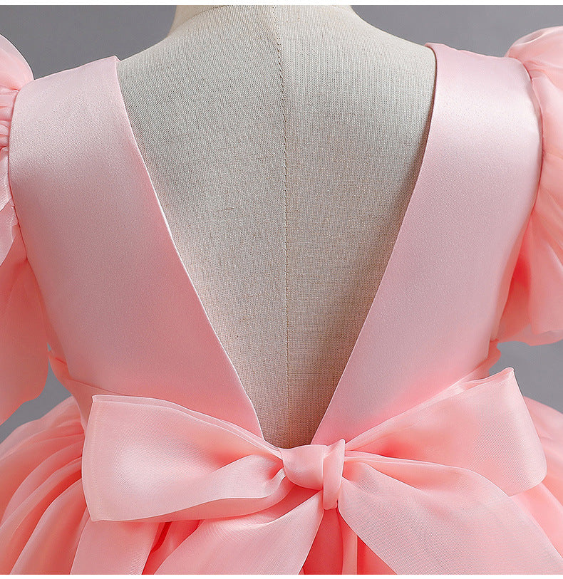 Puff Sleeves Flower Girl Dress