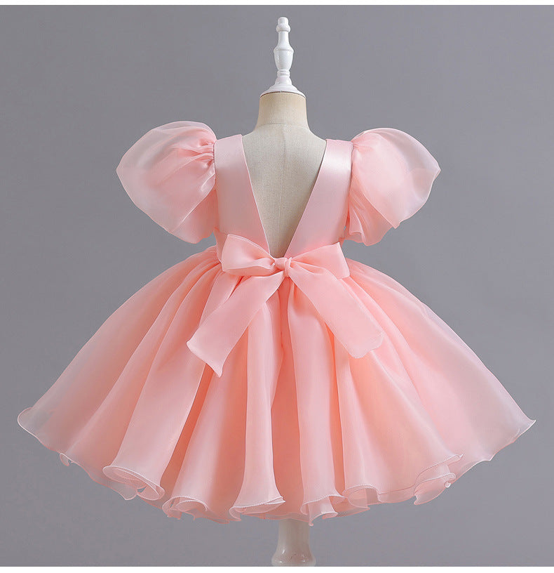 Puff Sleeves Flower Girl Dress