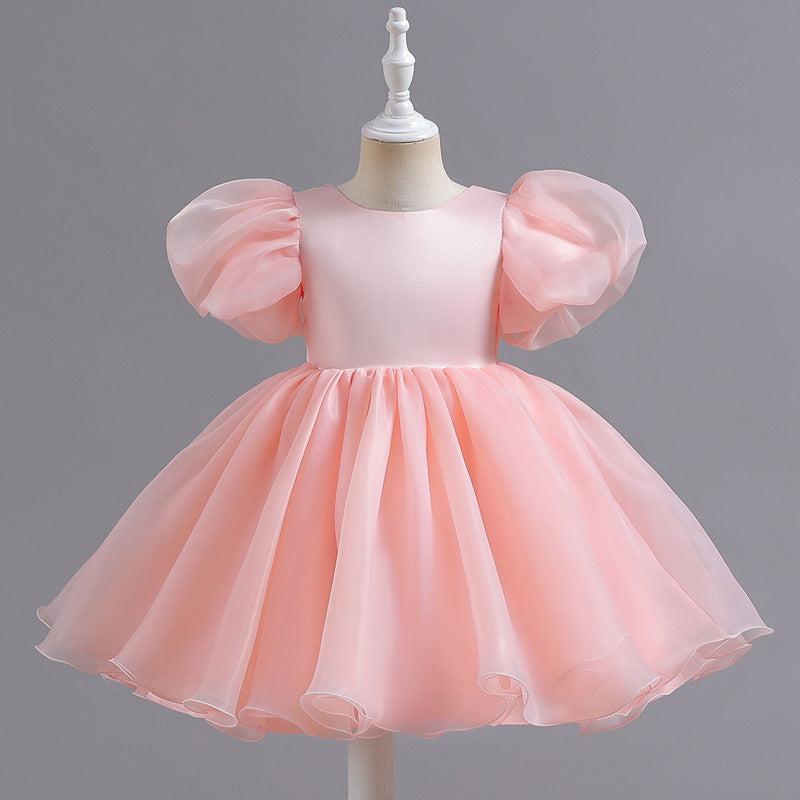 Puff Sleeves Flower Girl Dress