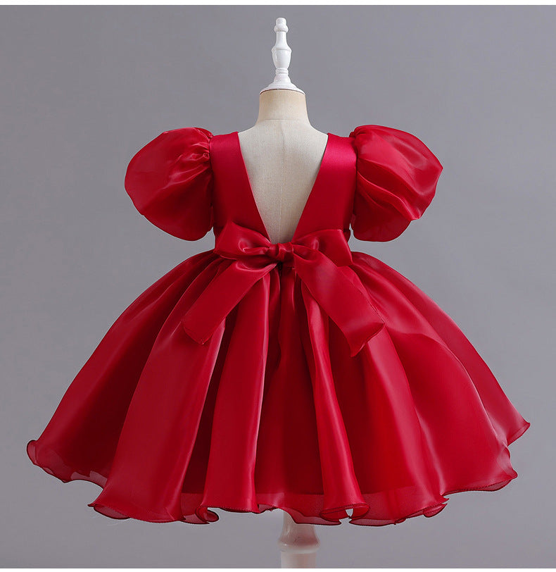 Puff Sleeves Flower Girl Dress