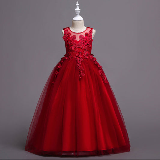Long Tulle Flower Girl Dress