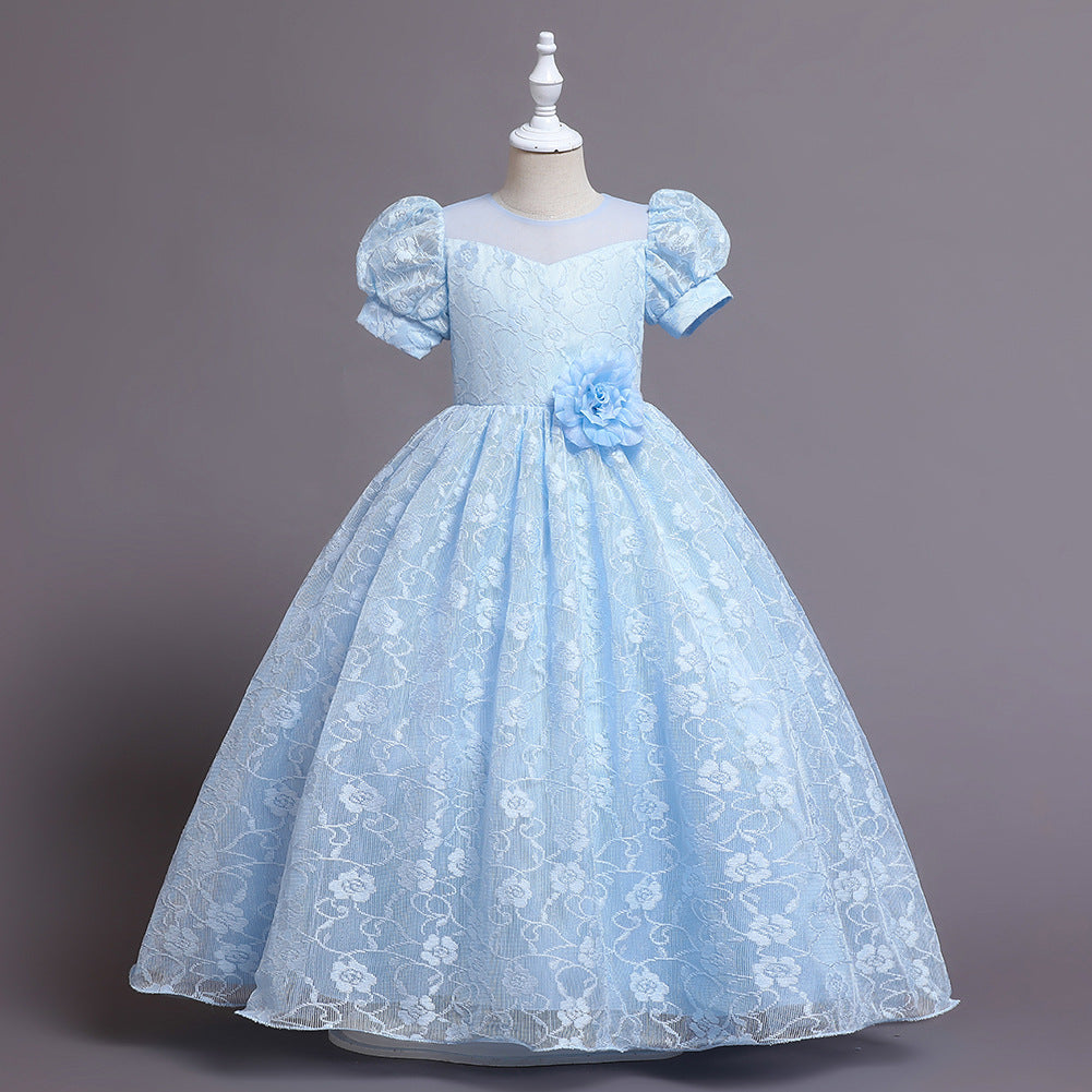 Embroidery Tulle Flower Girl Dress