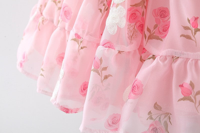 Pink Flower Baby Dress with Butterfly Wings