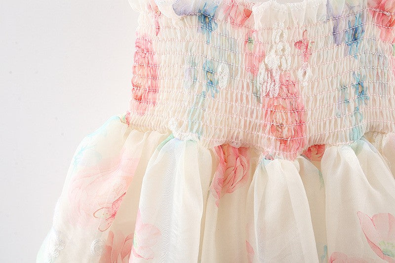 Beige Baby Dress with Butterfly Wings