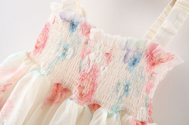Beige Baby Dress with Butterfly Wings