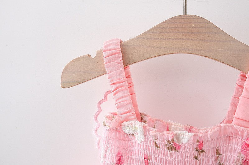 Pink Flower Baby Dress with Butterfly Wings