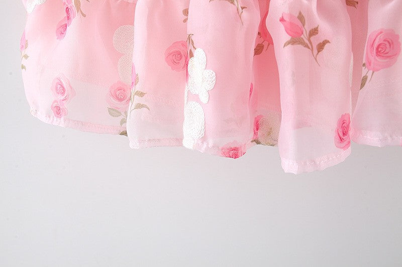 Pink Flower Baby Dress with Butterfly Wings