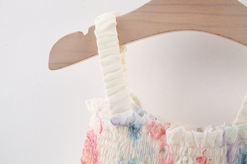 Beige Baby Dress with Butterfly Wings