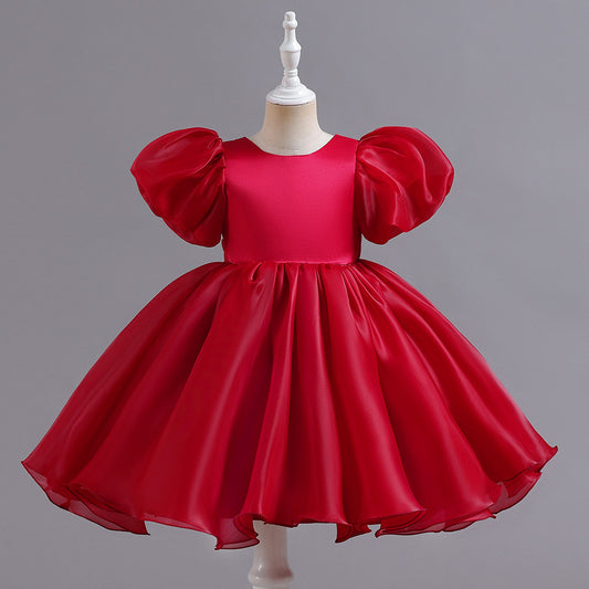 Puff Sleeves Flower Girl Dress