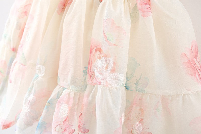 Beige Baby Dress with Butterfly Wings