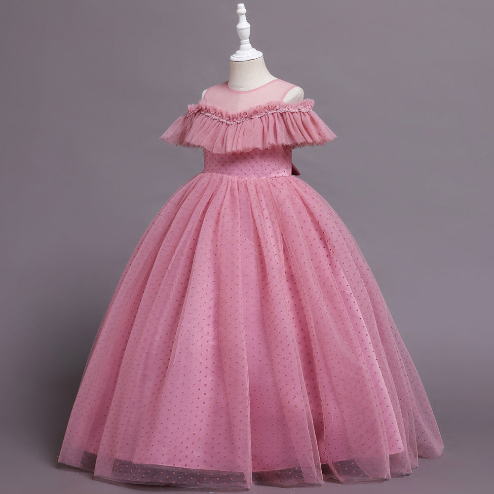 Shoulder off Tulle Flower Girl Dress